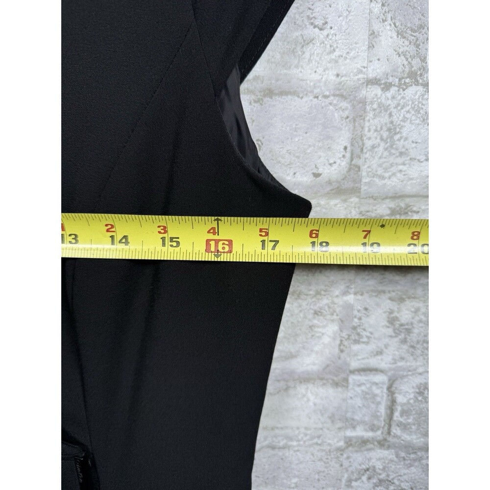 Calvin Klein Black Sheath Dress Sz 10 Sleeveless Mock Neck Faux Wrap Career Work - Picture 10 of 12